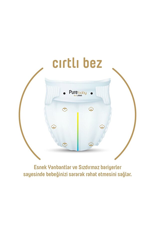 Pure Baby Organik Pamuklu Cırtlı Bez Tekli Paket 3 Numara Midi 56 Adet - Görsel 2