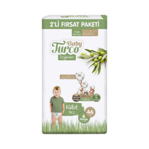 BABY TURCO DOĞADAN Baby Turco Doğadan Ekonomik Fırsat Paketi Külot Bez 6 Numara Xlarge 46lı